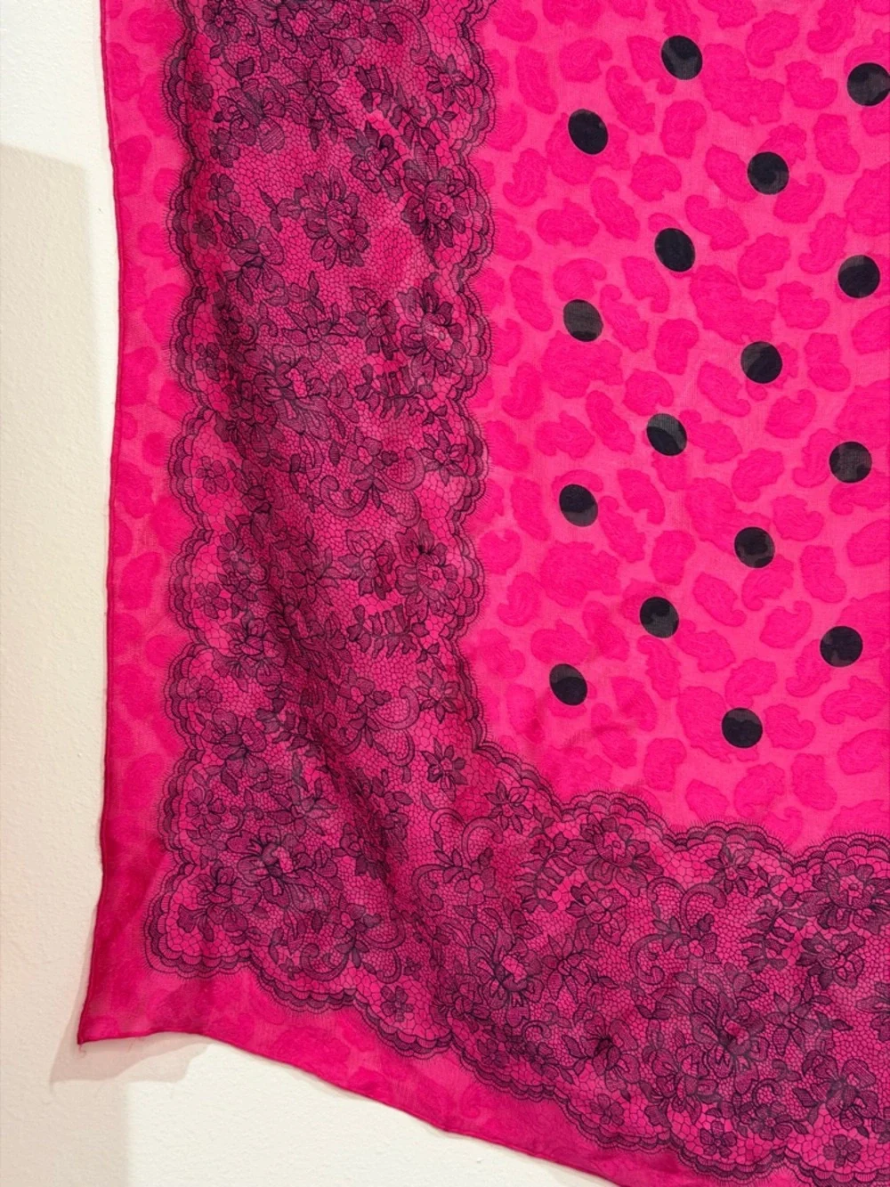 Givenchy Pink and Black Lace-Print Scarf - Picture 4 of 10